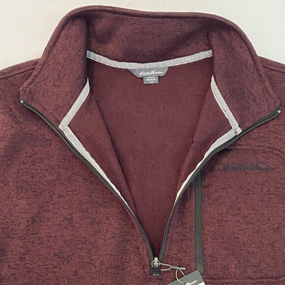 NWT Eddie Bauer Mens fleece 1/4 zip Size Large burgundy athleisure outdoors soft - Picture 2 of 10